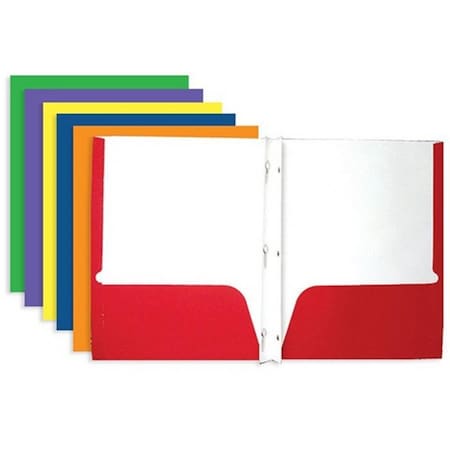 Bazic Products Bazic Asst. Color 2-Pockets Portfolios w/ 3-Prong Fastener, 100PK 3145